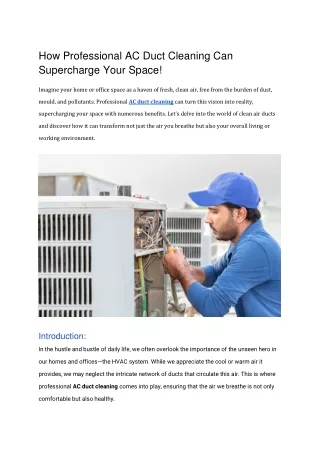 How Professional AC Duct Cleaning Can Supercharge Your Space!