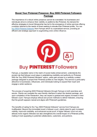 Boost Your Pinterest Presence- Buy 5000 Pinterest Followers Package