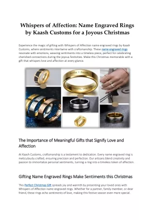 Whispers of Affection: Name Engraved Rings by Kaash Customs for a Joyous Christm