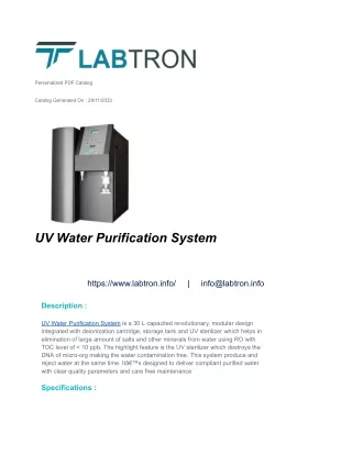 UV Water Purification System