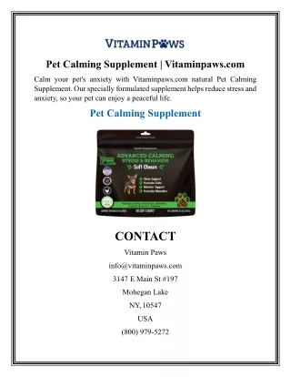 Pet Calming Supplement  Vitaminpaws