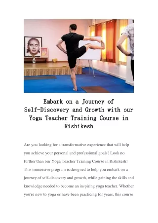Embark on a Journey of Self-Discovery and Growth with our Yoga Teacher Training