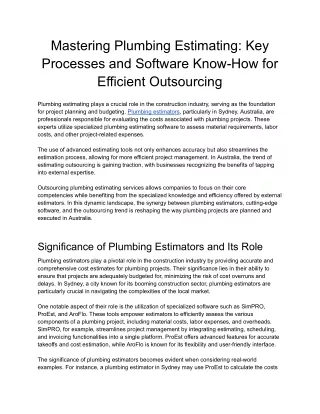 Mastering Plumbing Estimating_ Key Processes and Software Know-How for Efficient Outsourcing