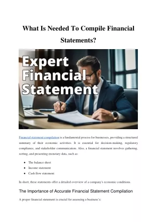 What Is Needed To Compile Financial Statements