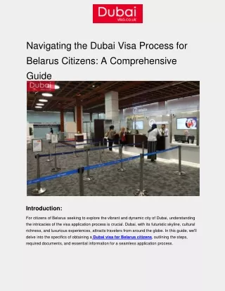 Navigating the Dubai Visa Process for Belarus Citizens: A Comprehensive Guide