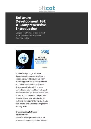 Software Development 101 A Comprehensive Introduction