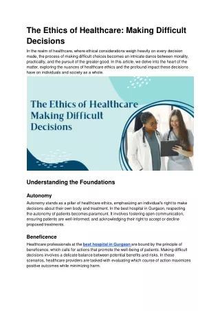 The Ethics of Healthcare_ Making Difficult Decisions