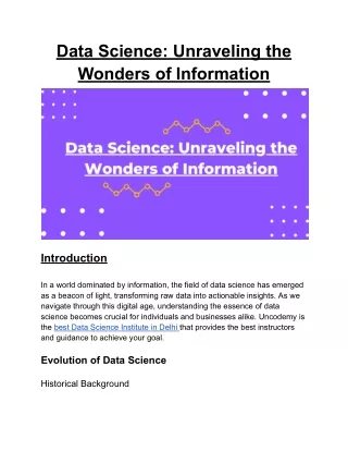 Data Science_ Unraveling the Wonders of Information