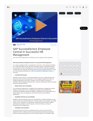 SAP SuccessFactors Employee Central in Successful HR Management