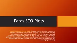 Paras SCO Plots Sector 114