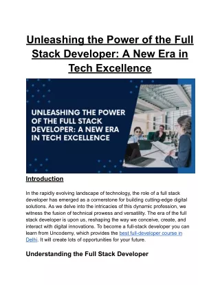 Unleashing the Power of the Full Stack Developer_ A New Era in Tech Excellence