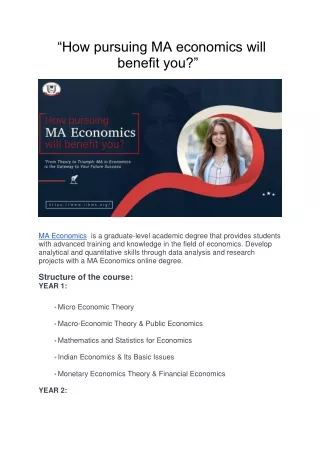 How pursuing MA economics will benefit you?