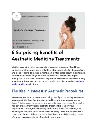 6 Surprising Benefits of Aesthetic Medicine Treatments