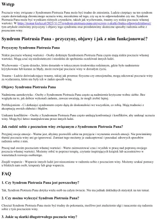 Jak radzić sobie z poczuciem winy związanym z Syndromem Piotrusia Pana?