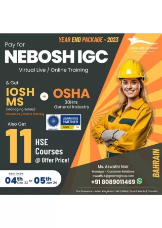 Harvest the Ultimate Offer -  NEBOSH Course in Bahrain with Green World Group