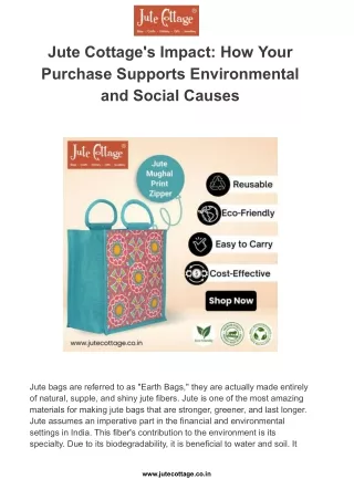 Jute Cottage's Impact_ How Your Purchase Supports Environmental and Social Causes