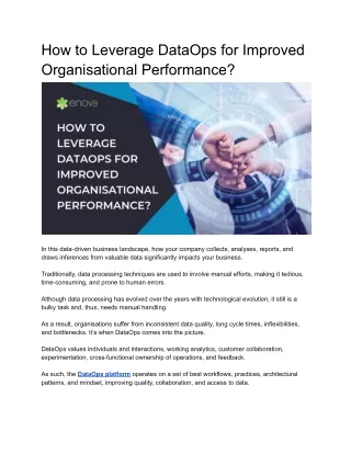 How to Leverage DataOps for Improved Organisational Performance