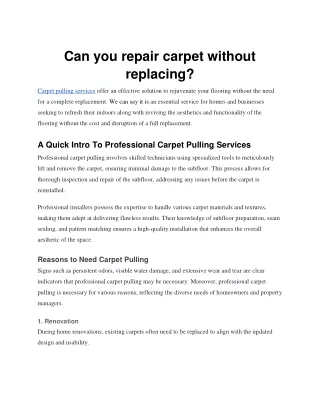 Can you repair carpet without replacing