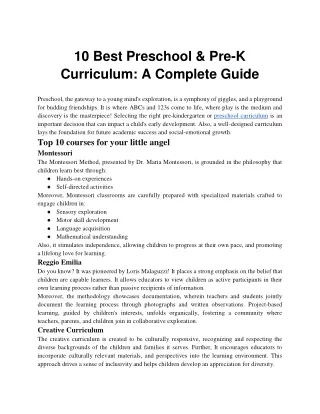 10 Best Preschool & Pre-K Curriculum A Complete Guide