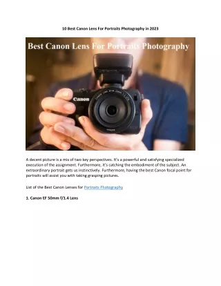 10 Best Canon Lens For Portraits Photography in 2023