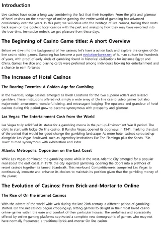 Exploring the Record of Reside Casinos: From Lodge Casinos to On the internet Ga