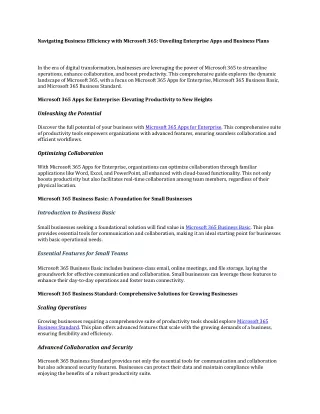 Navigating Business Efficiency with Microsoft 365: Unveiling Enterprise Apps and