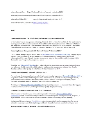 Unleashing Efficiency: The Power of Microsoft Project Key and Related Tools