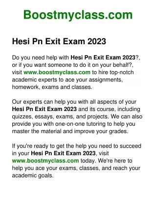 Hesi Pn Exit Exam 2023