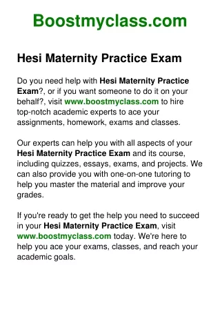 Hesi Maternity Practice Exam