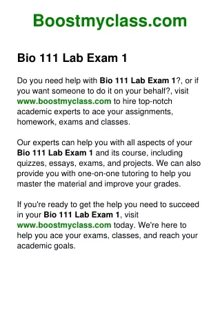 Bio 111 Lab Exam 1
