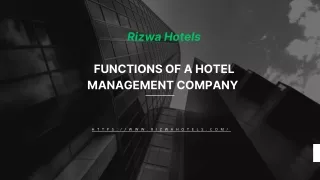 _Rizwa Hotels FUNCTIONS OF A hotel management company