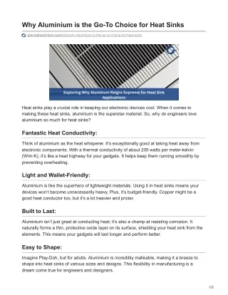 Why Aluminium is the Go-To Choice for Heat Sinks