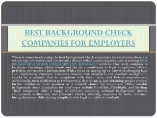 BEST BACKGROUND CHECK COMPANIES FOR EMPLOYERS