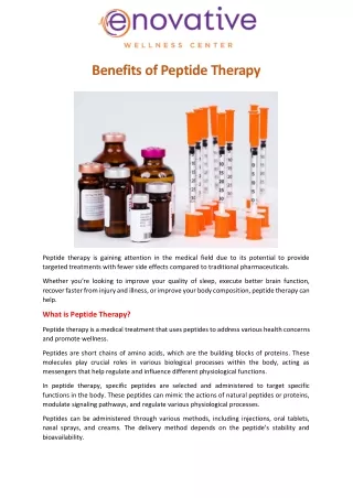 Benefits of Peptide Therapy