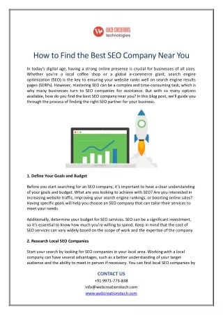 How to Find the Best SEO Company Near You