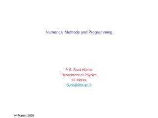 Numerical Methods and Programming