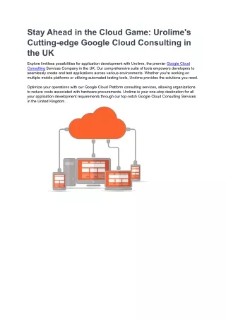 Stay Ahead in the Cloud Game Urolime's Cutting-edge Google Cloud Consulting in the UK