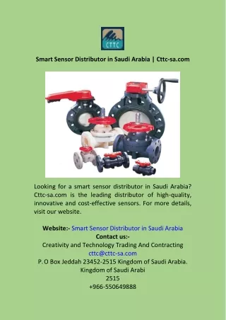 Smart Sensor Distributor in Saudi Arabia  Cttc-sa.com