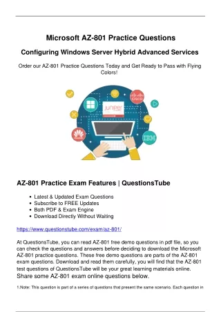 Start Preparation with QuestionsTube Microsoft AZ-801 Exam Questions