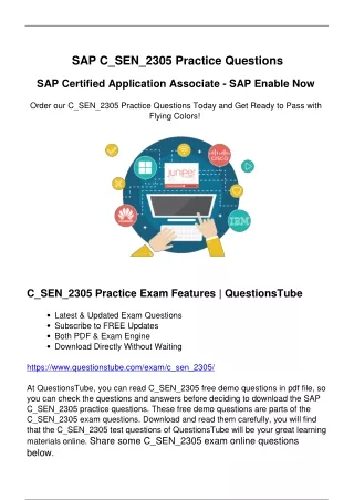 Start Preparation with QuestionsTube SAP C_SEN_2305 Exam Questions