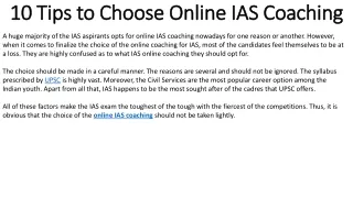 10 Tips to Choose Online IAS Coaching