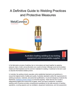 A Definitive Guide to Welding Practices and Protective Measures