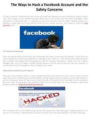 The Ways to Hack a Facebook Account and the Safety Concerns