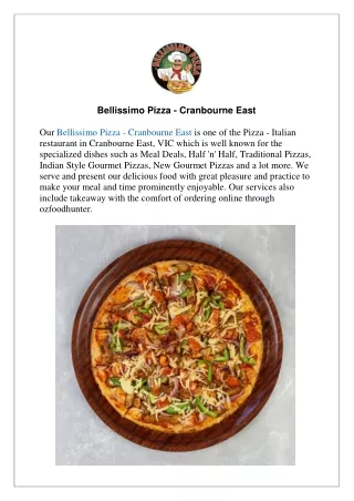 Extra 15% off at Bellissimo Pizza Cranbourne East- Order now!!