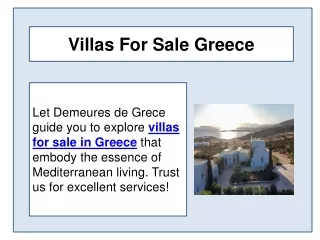 Villas For Sale Greece