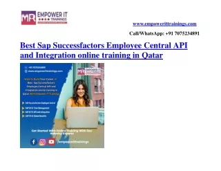 Best Sap Successfactors Employee Central API and Integration online training in Qatar