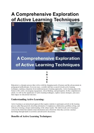 Active Learning Techniques: Overview, Benefits, Implementation And Challenges