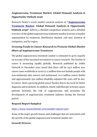 Angiosarcoma Treatment Market: Global Demand Analysis & Opportunity Outlook 2036