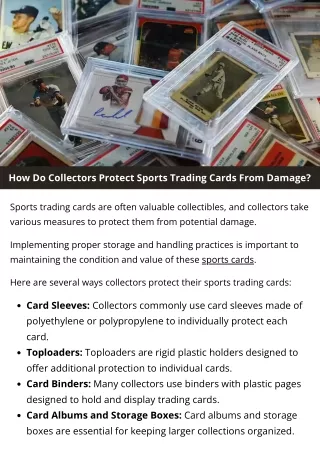 How Do Collectors Protect Sports Trading Cards From Damage?