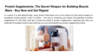 Protein Supplements_ The Secret Weapon for Building Muscle Mass - Buy Now and Get Ripped